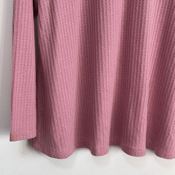 TORRID Popover Top 0 Large Crochet Yoke Mauve Pink Long Sleeve Tee Waffle NEW - Picture 5 of 11